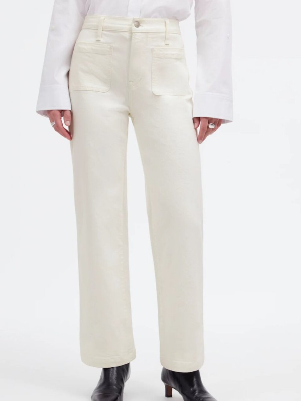 Madewell The Emmett Wide Leg Jean in Tile White Welt Pocket sz 26